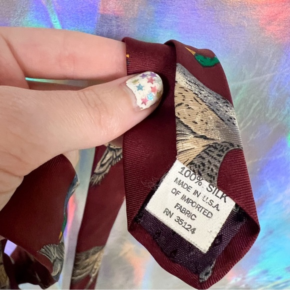 Hanover St. men’s “Duck, Duck, Goose!” duck migration burgundy tie - Picture 3 of 4